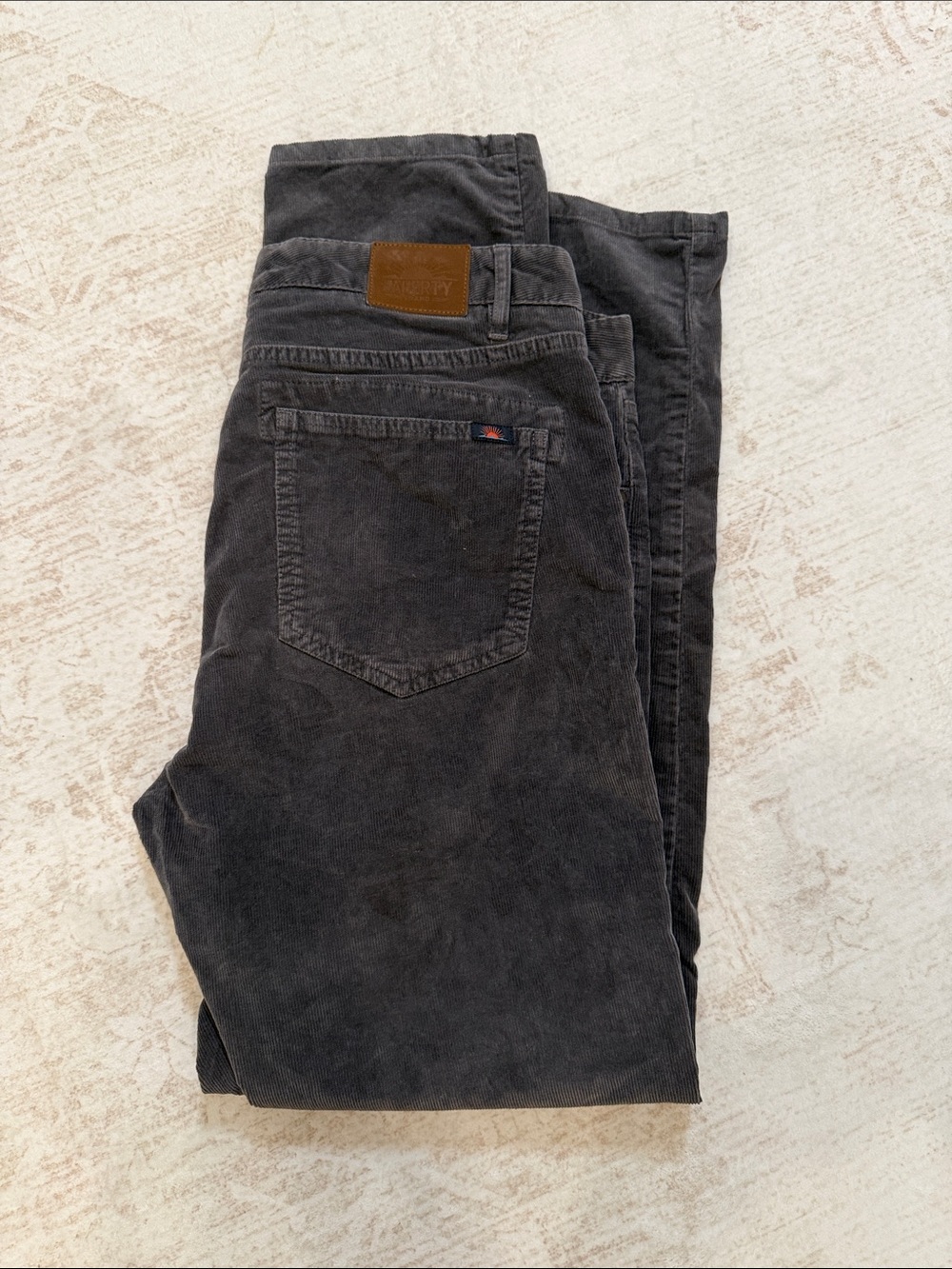 Faherty Men's Charcoal Straight Corduroy Jeans